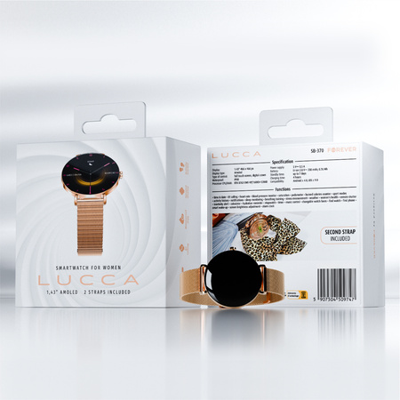 Forever Smartwatch SB-370 Lucca Różowe Złoto - Pasek w panterkę