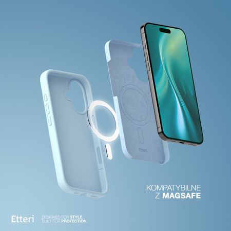 Etui Etteri Silicone Mag do iPhone 16e jasnoniebieskie