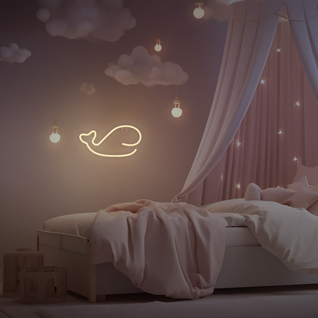 Forever Light neon LED WIELORYB ciepły biały Bat + USB FLNEO9