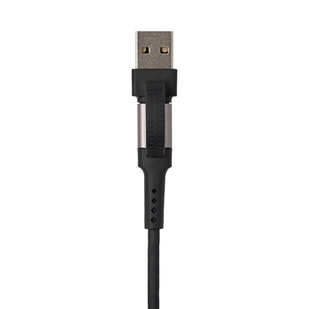 QUALO kabel silicon 2w1 USB-C - USB-C + USB-A  1,2m 3A czarny QKN-2w1-CCA-01