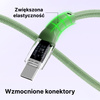 QUALO Transparent kabel nylonowy USB-A - USB-C 1,5m 3A 60W zielony QTCN-AC-04