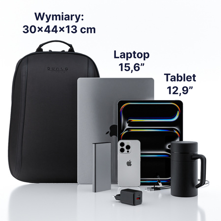 QUALO plecak sztywny wodoodporny  15,6' czarny QPS-W-BZ-01