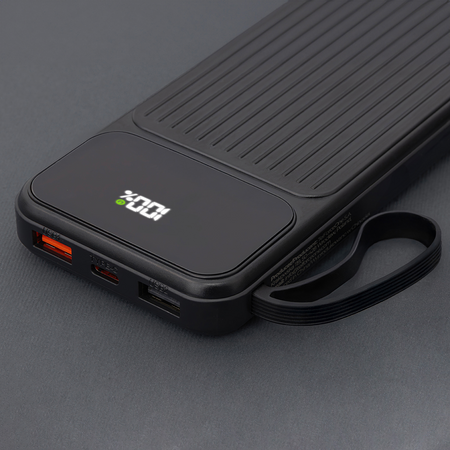 Maxlife power bank z wbudowanymi kablami MXPB-06 PD QC 22,5W 10000 mAh czarny