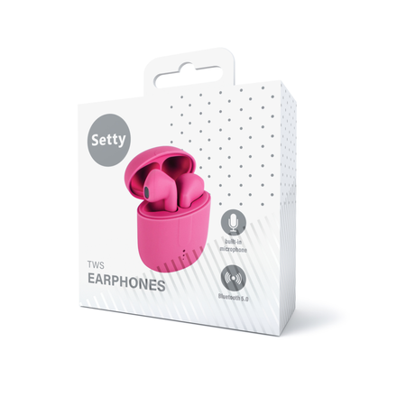 Setty słuchawki Bluetooth TWS z etui ładującym STWS-16 różowe