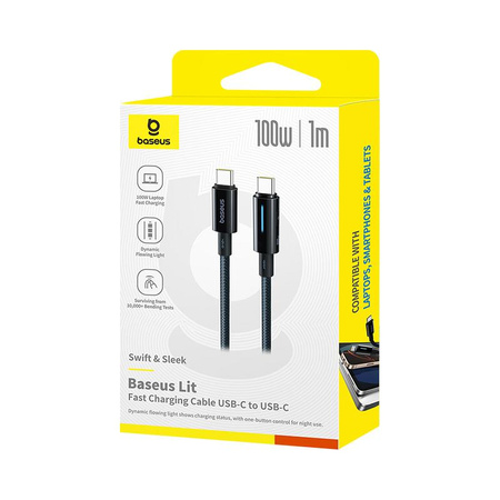 Baseus Lit kabel USB-C - USB-C 2m 100W kosmiczna Czerń