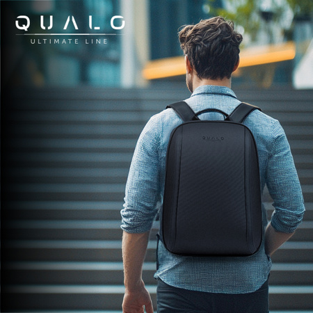 QUALO plecak sztywny wodoodporny  15,6' czarny QPS-W-BZ-01