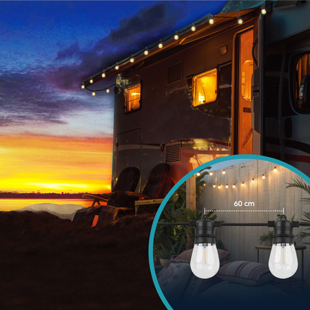 Girlanda świetlna SUNARI FLS-60 7,5m zewnętrzna 10 żarówek LED solarna IP44 Forever Light
