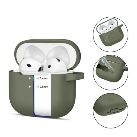Etui Tech-Protect Silicone Hook do Airpods 4 oliwkowe TTT