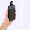 QUALO Transparent power bank 10000 mAh PD z LED 22.5W czarny QTPB10-LD-23-01