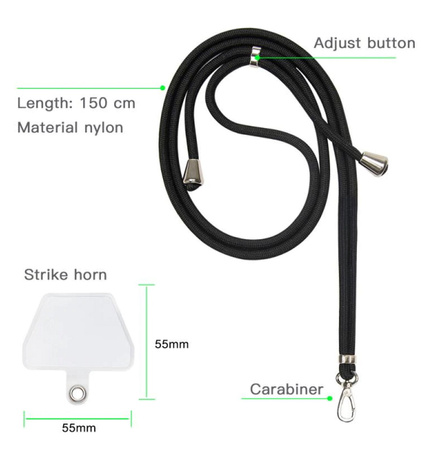 Uniwersalna tasiemka/smycz na szyję do telefonu szara