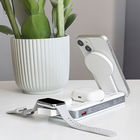 Forever power bank bezprzewodowy MATB-300 10000 mAh 3w1 biały