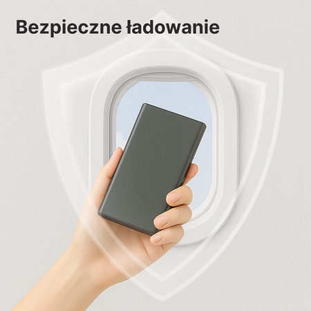 QUALO power bank 10000 mAh z LED 22.5W szary QPB10-LD-23-18