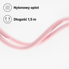 QUALO kabel nylonowy USB-C - USB-C 1,5m 3A 60W różowy QKN-CC-16