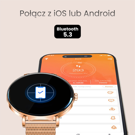 Forever Smartwatch SB-370 Lucca Różowe Złoto - Pasek w panterkę
