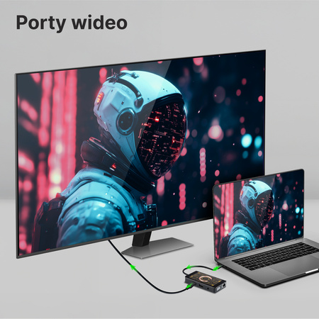 QUALO Transparentny HUB z funkcją ładowarki indukcyjnej szary QTPB5-HUB-18