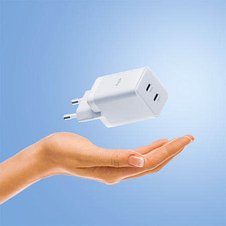 Allity ładowarka sieciowa GaN PD QC ATC-01-45WCC 2x USB-C 45W biała