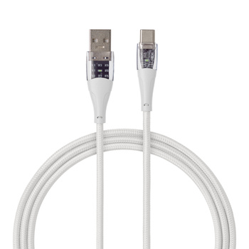 QUALO Transparent kabel nylonowy USB-A - USB-C 1,5m 3A 60W biały QTCN-AC-00
