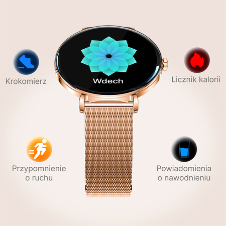 Forever Smartwatch SB-370 Lucca Różowe Złoto - Łaciaty Pasek