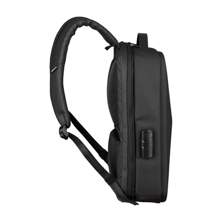 QUALO plecak sztywny wodoodporny z portem USB czarny QPS-W-USB-01