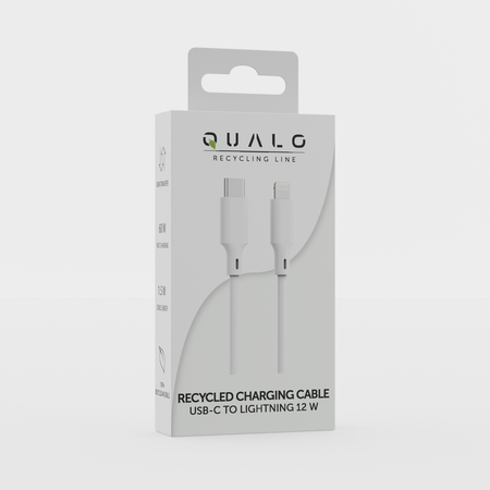 QUALO Recycling kabel USB-C - Lightning 1,5m 2,4A biały QRC-CL-00