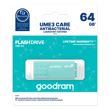 Goodram pendrive 64GB USB 3.0 UME3 Care jasnozielony