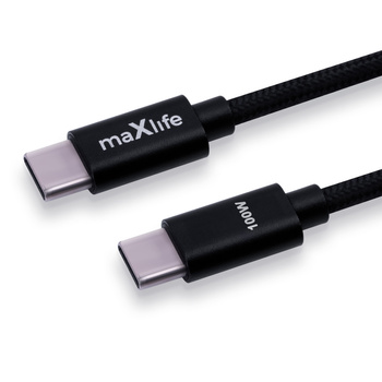 Maxlife kabel MXUC-12 USB-C - USB-C 2,0 m 100W czarny