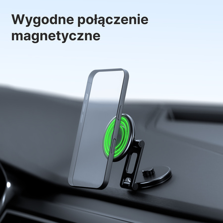 QUALO uchwyt samochodowy magnetyczny na szybę round czarny QUS-S-R-01