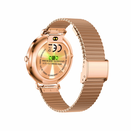 Forever Smartwatch SB-370 Lucca Różowe Złoto - Pasek w panterkę