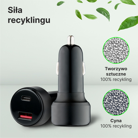 QUALO Recycling ładowarka samochodowa USB-A USB-C czarna 32W QRLS-AC-01-32