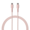QUALO kabel nylonowy USB-C - USB-C 1,5m 3A 60W różowy QKN-CC-16