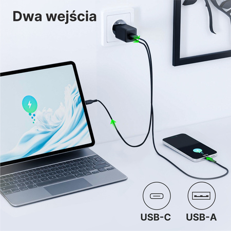 QUALO ładowarka sieciowa Nano PD 45W USB-C USB-A QLSN-CA-45-01