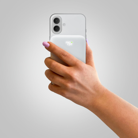 QUALO MagSafe power bank 10000 mAh z LED i podstawką biały QMPB5-LD-00