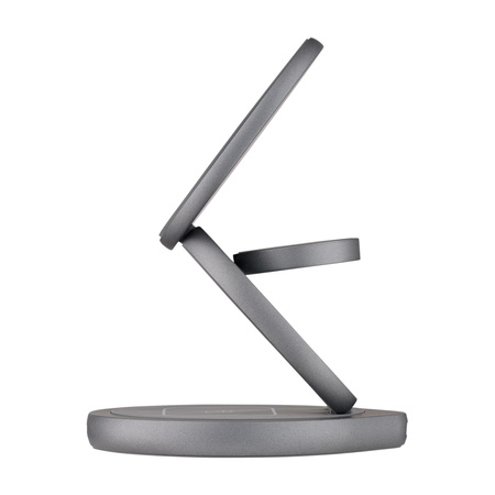 QUALO MagSafe Ładowarka indukcyjna z funkcją uchwytu 24W szara QMLI-24-18