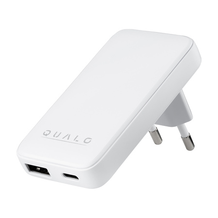 QUALO ładowarka sieciowa GaNultra slim USB-A USB-C PD 45W biała QLS-GN-US-AC-45-00