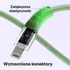 QUALO Transparent kabel nylonowy USB-C - Lightning 1,5m 2,4A zielony QTCN-CL-04