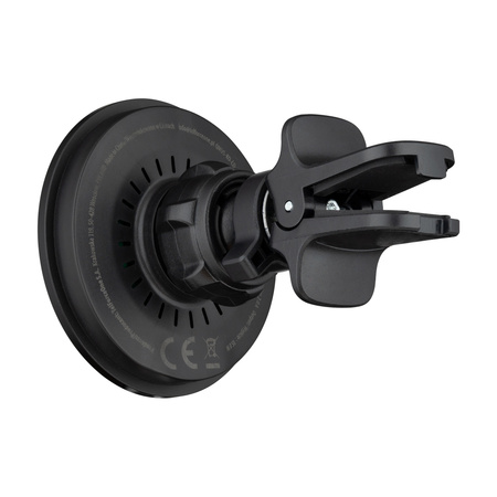 QUALO MagSafe uchwyt samochodowy do kratki z ładowaniem indukcyjnym oval LED czarny QMUS-KO-LD-01