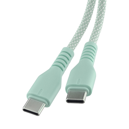 QUALO kabel nylonowy USB-C - USB-C 1,5m 3A 60W miętowy QKN-CC-21
