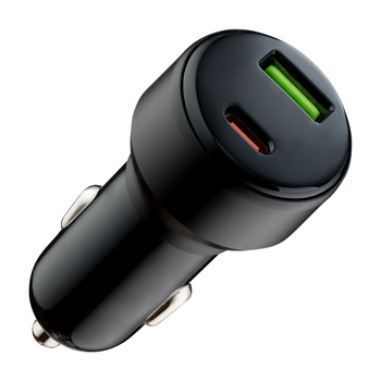 QUALO Recycling ładowarka samochodowa USB-A USB-C czarna 32W QRLS-AC-01-32