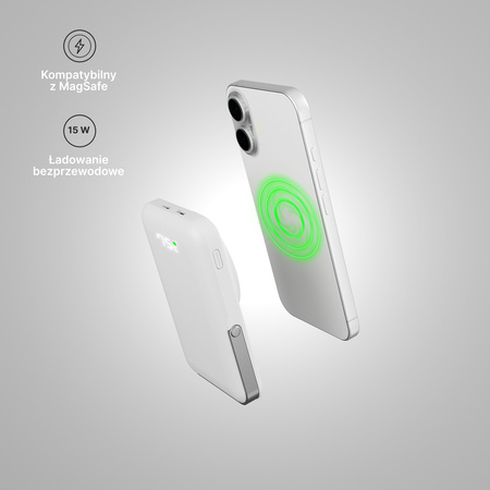 QUALO MagSafe power bank 10000 mAh z LED i podstawką biały QMPB5-LD-00