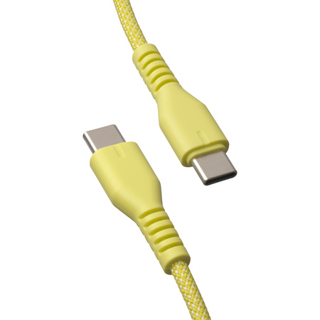QUALO kabel nylonowy USB-C - USB-C 1,5m 3A 60W żółty QKN-CC-05