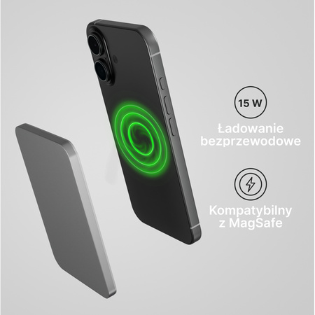 QUALO MagSafe power bank 5000 mAh 20W szary QMPB5-20-18