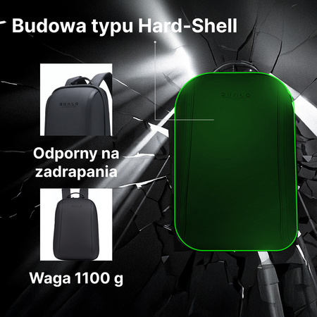 QUALO plecak sztywny wodoodporny  15,6' czarny QPS-W-BZ-01
