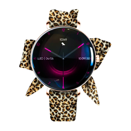 Forever Smartwatch SB-370 Lucca Różowe Złoto - Pasek w panterkę