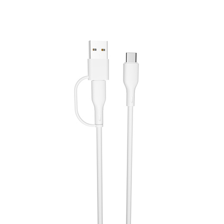Forever recykling kabel  2w1 1,5m 3A USB-C - USB-C + USB-A KR2W1-00 biały