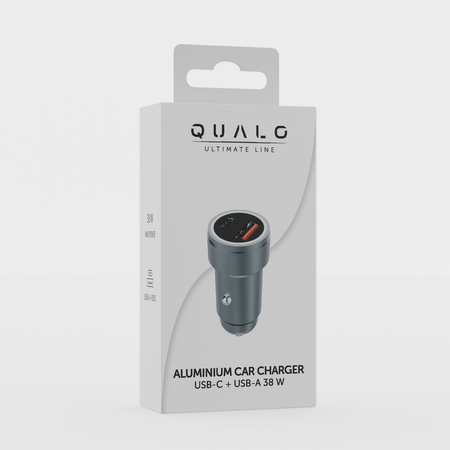 QUALO ładowarka samochodowa aluminowa USB-C USB-A 38W QLS-AC-38