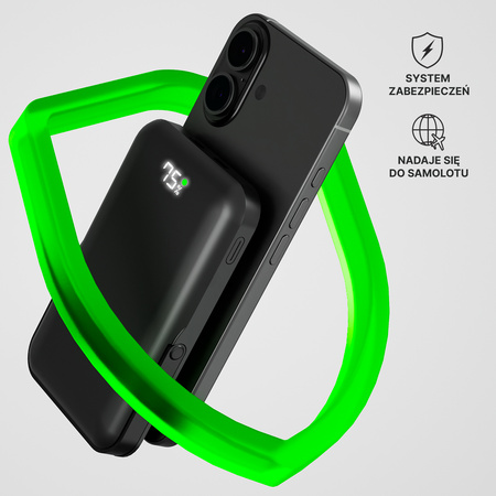 QUALO MagSafe power bank 10000 mAh z LED i podstawką czarny QMPB5-LD-01