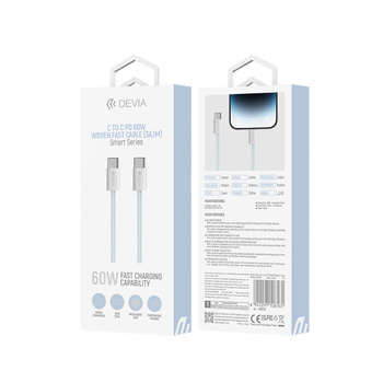 Devia kabel Smart EC325 PD USB-C - USB-C 1,0 m 60W 3A niebieski