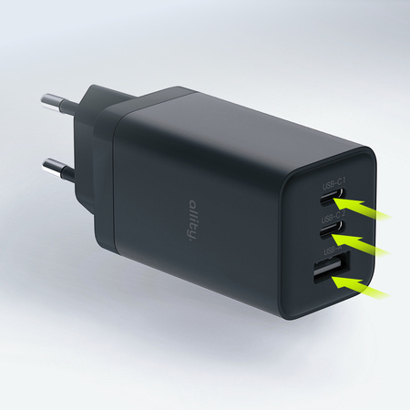 Allity ładowarka sieciowa GaN PD QC ATC-01-65WACC 2x USB-C + 1x USB-A 65W czarna