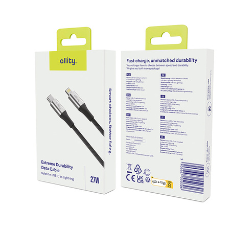 Allity kabel AUC-01 USB-C - Lightning 1,0 m 27W czarny