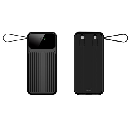 Maxlife power bank z wbudowanymi kablami MXPB-06 PD QC 22,5W 10000 mAh czarny